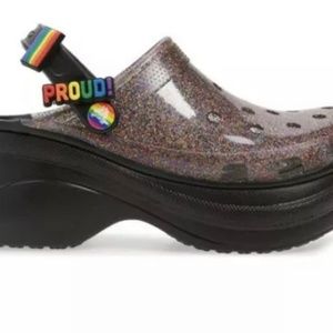 CROCS Classic Bae Glitter Platform Clog "PRIDE EDITION"  Women  Size 11